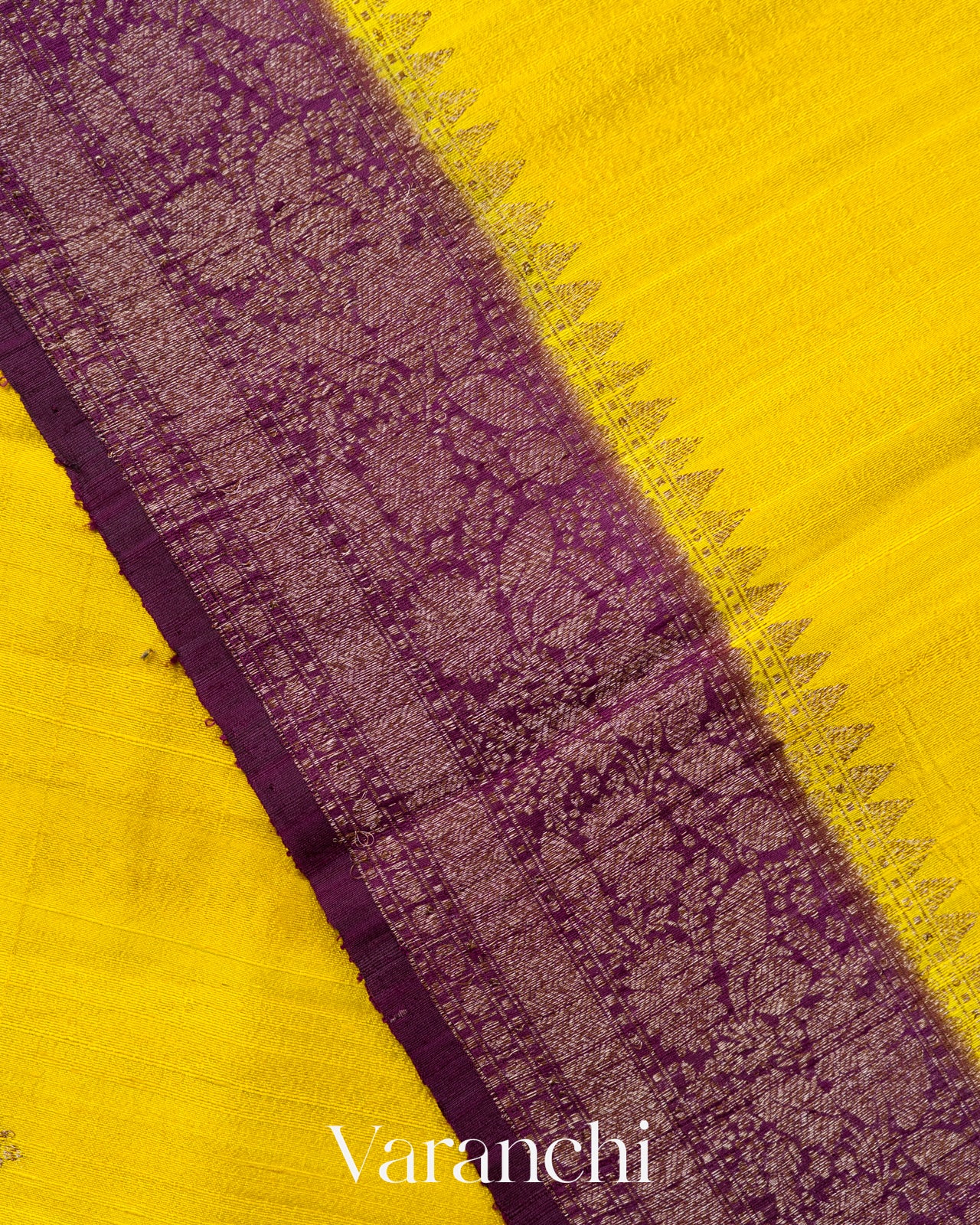 Lemon Yellow Pure Raw Silk Handloom Saree