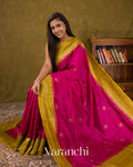 Rani Pink Pure Raw Silk Handloom Saree — Draped