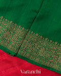 Coral Red Pure Raw Silk Handloom Saree