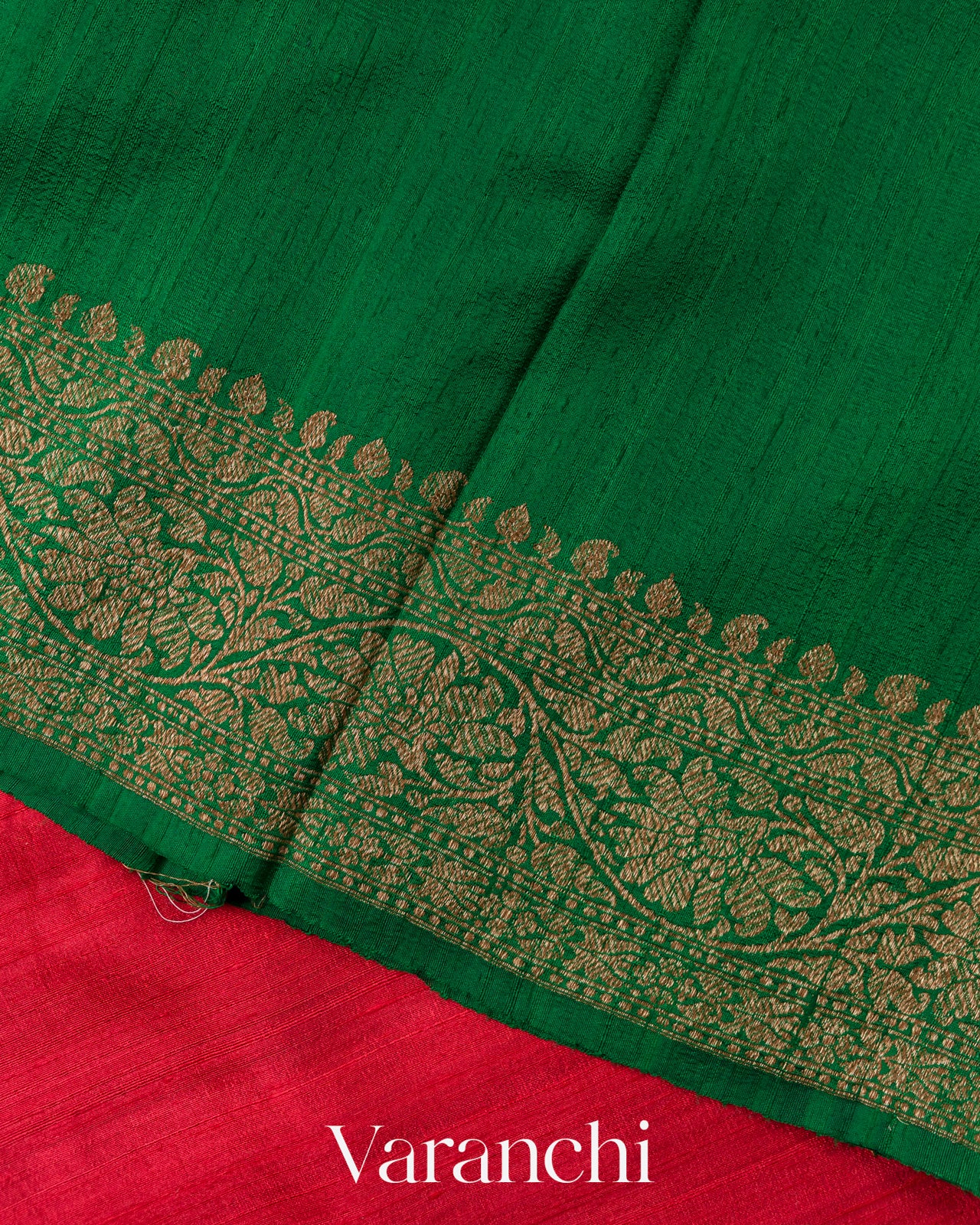 Coral Red Pure Raw Silk Handloom Saree