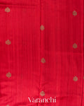 Coral Red Pure Raw Silk Handloom Saree