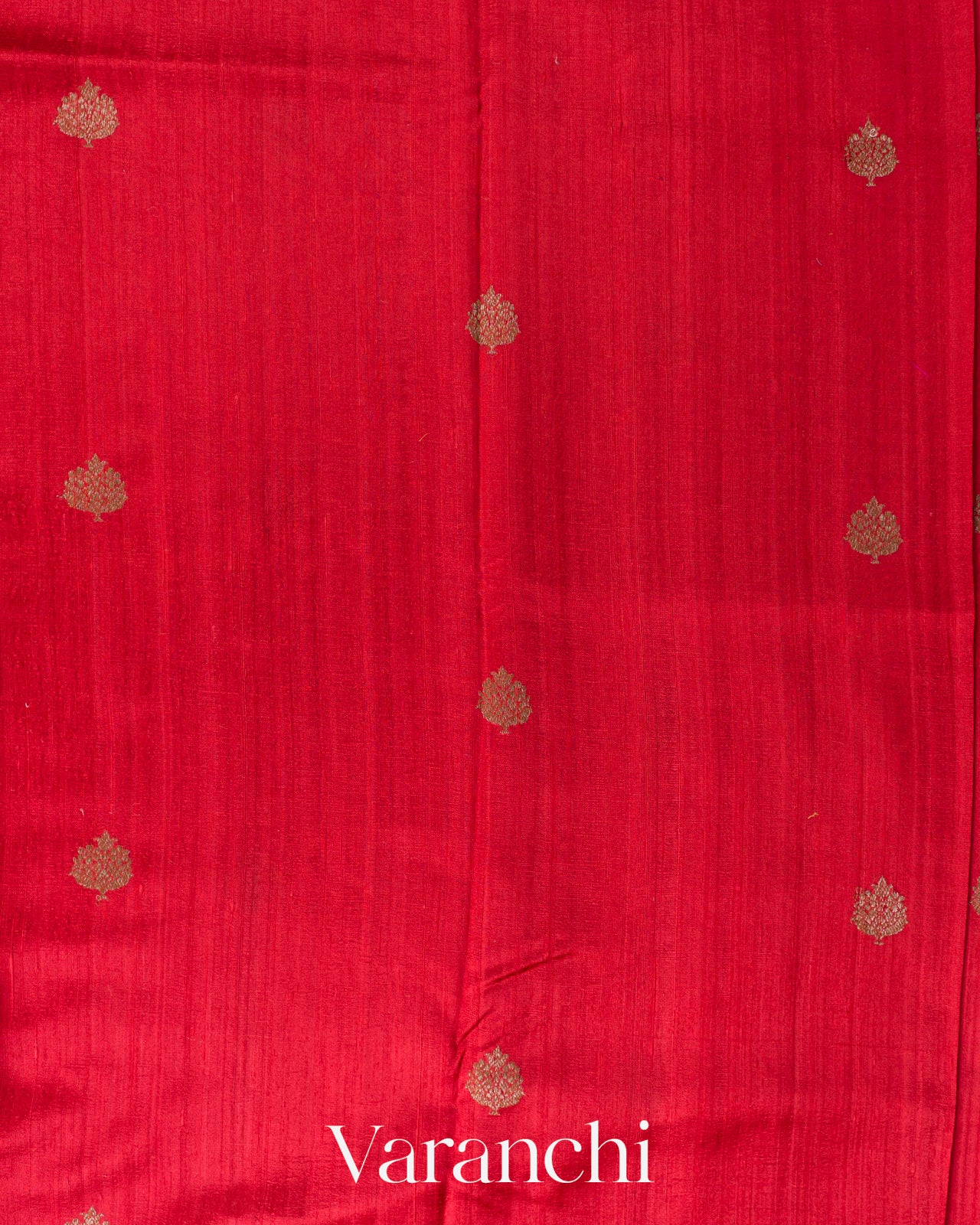 Coral Red Pure Raw Silk Handloom Saree