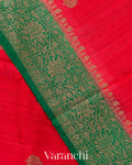 Coral Red Pure Raw Silk Handloom Saree