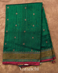 Bottle Green Pure Raw Silk Handloom Saree