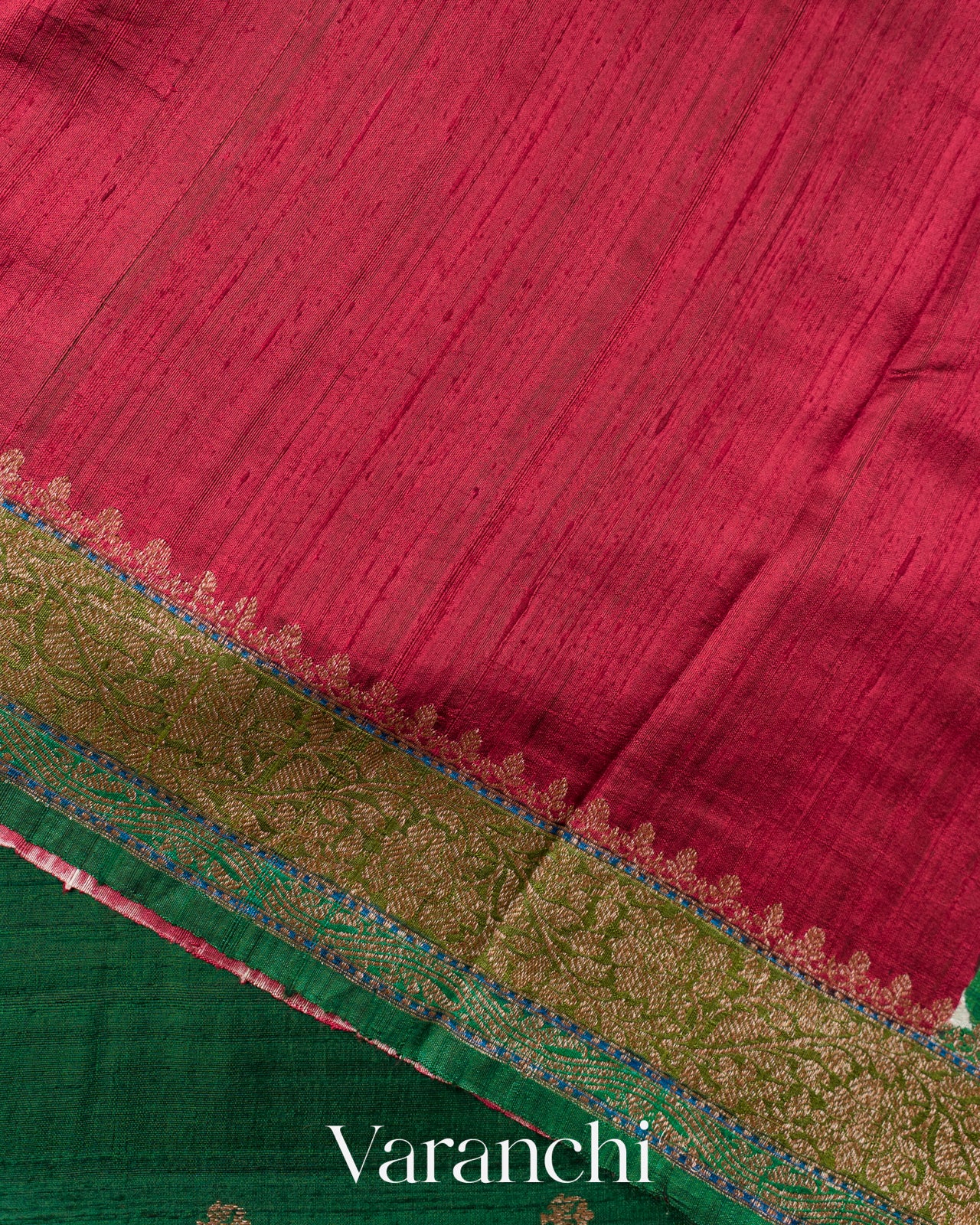 Bottle Green Pure Raw Silk Handloom Saree