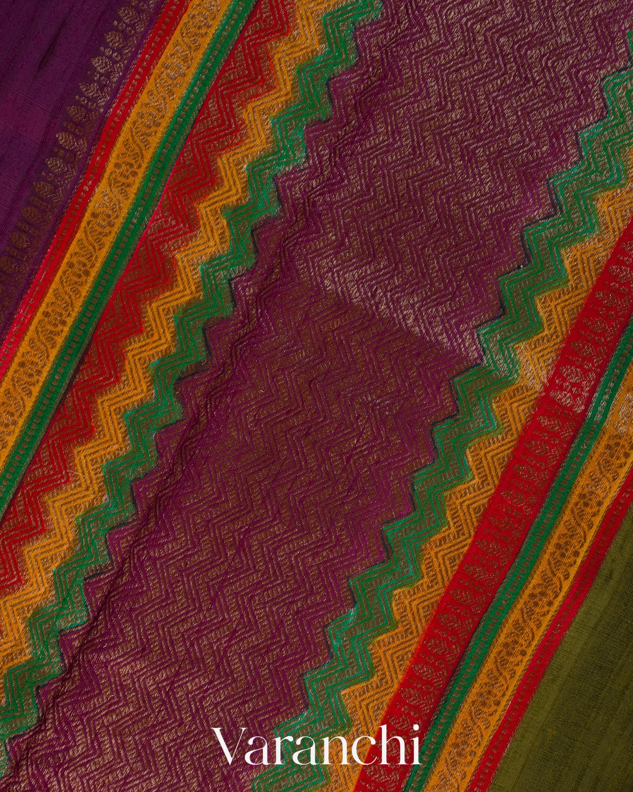 Purple Pure Raw Silk Handloom Saree