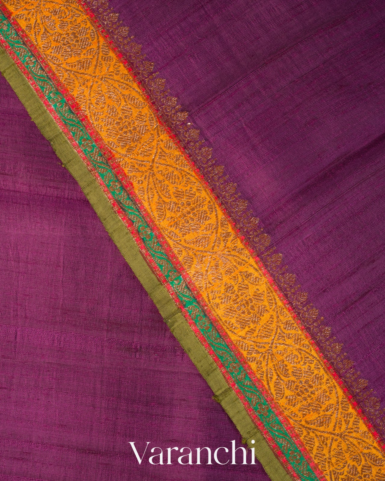 Purple Pure Raw Silk Handloom Saree