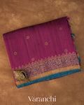 Purple Wine Pure Raw Silk Handloom Saree