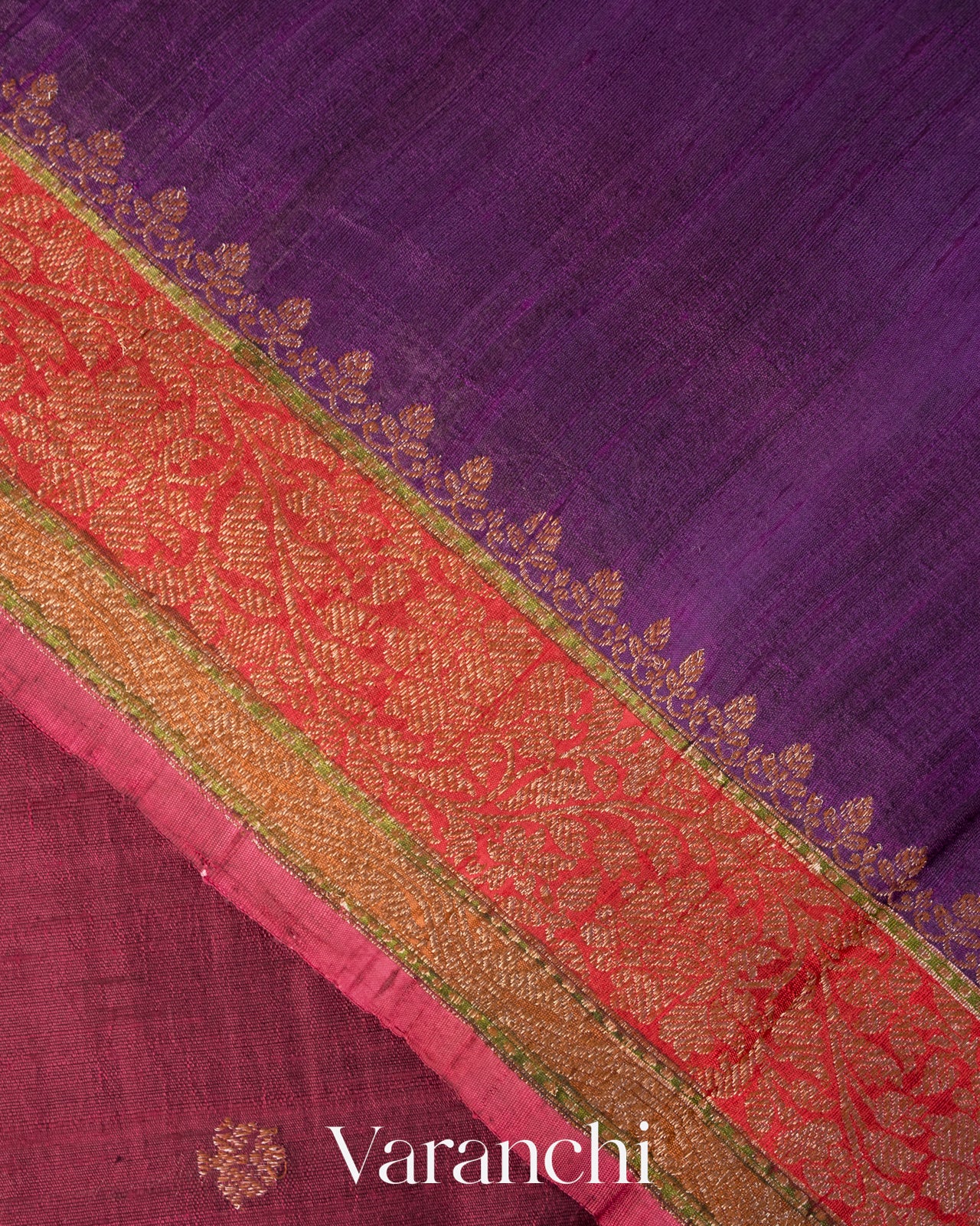 Wine Red Pure Raw Silk Handloom Saree