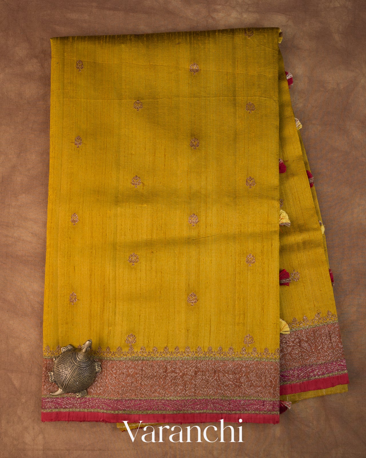 Mustard Yellow Pure Raw Silk Handloom Saree