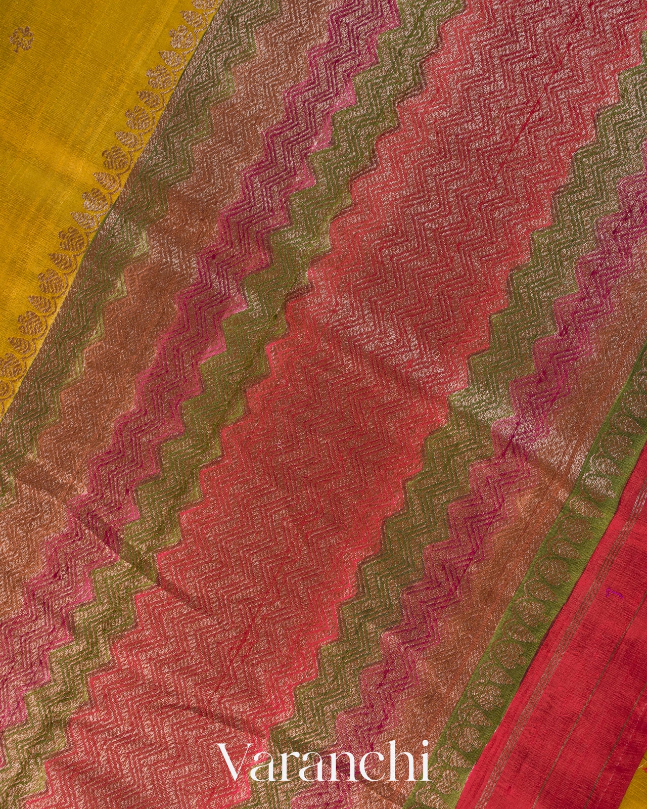 Mustard Yellow Pure Raw Silk Handloom Saree