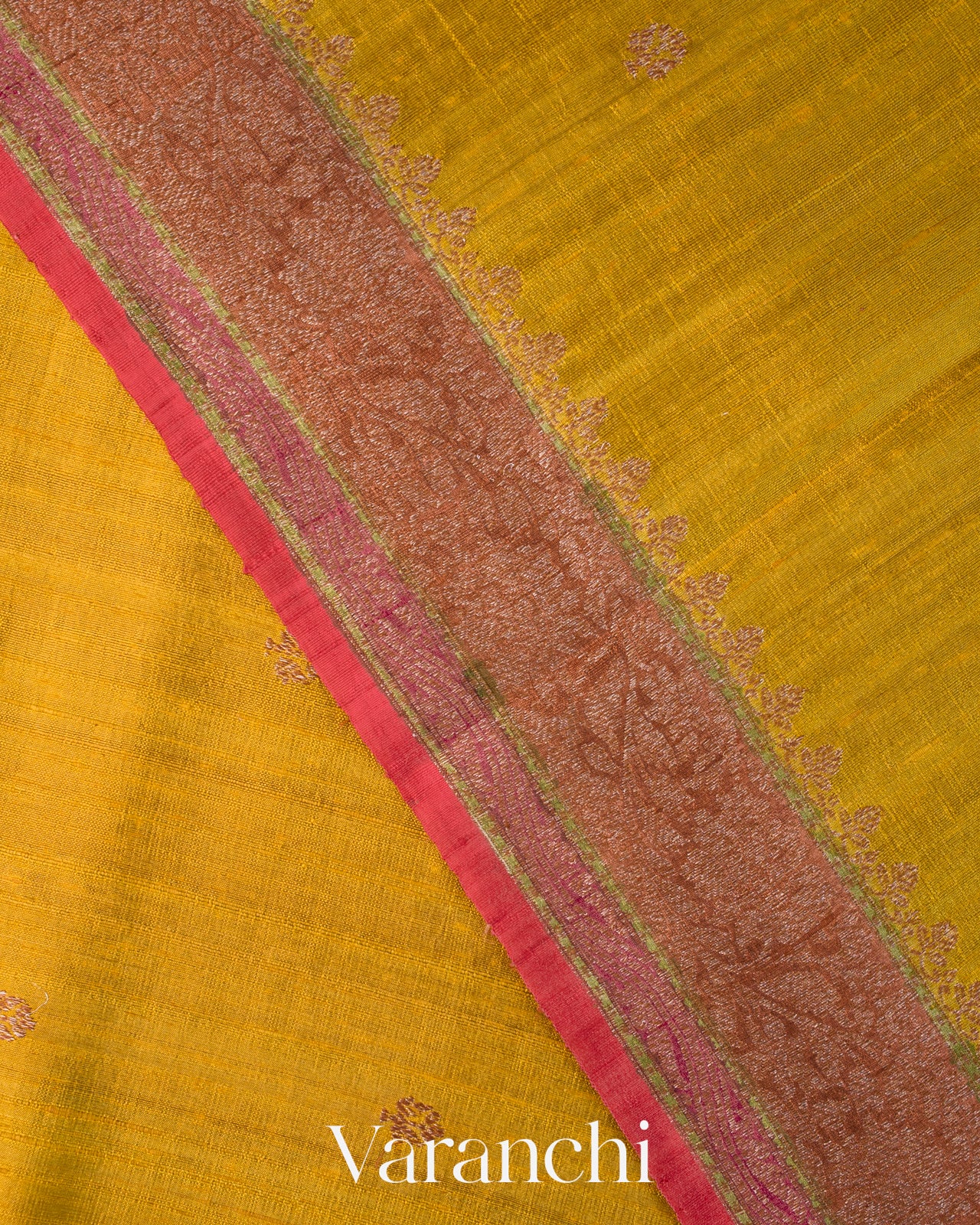 Mustard Yellow Pure Raw Silk Handloom Saree