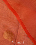 Rust Orange Pure Muslin Silk Handloom Saree