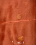 Rust Orange Pure Muslin Silk Handloom Saree