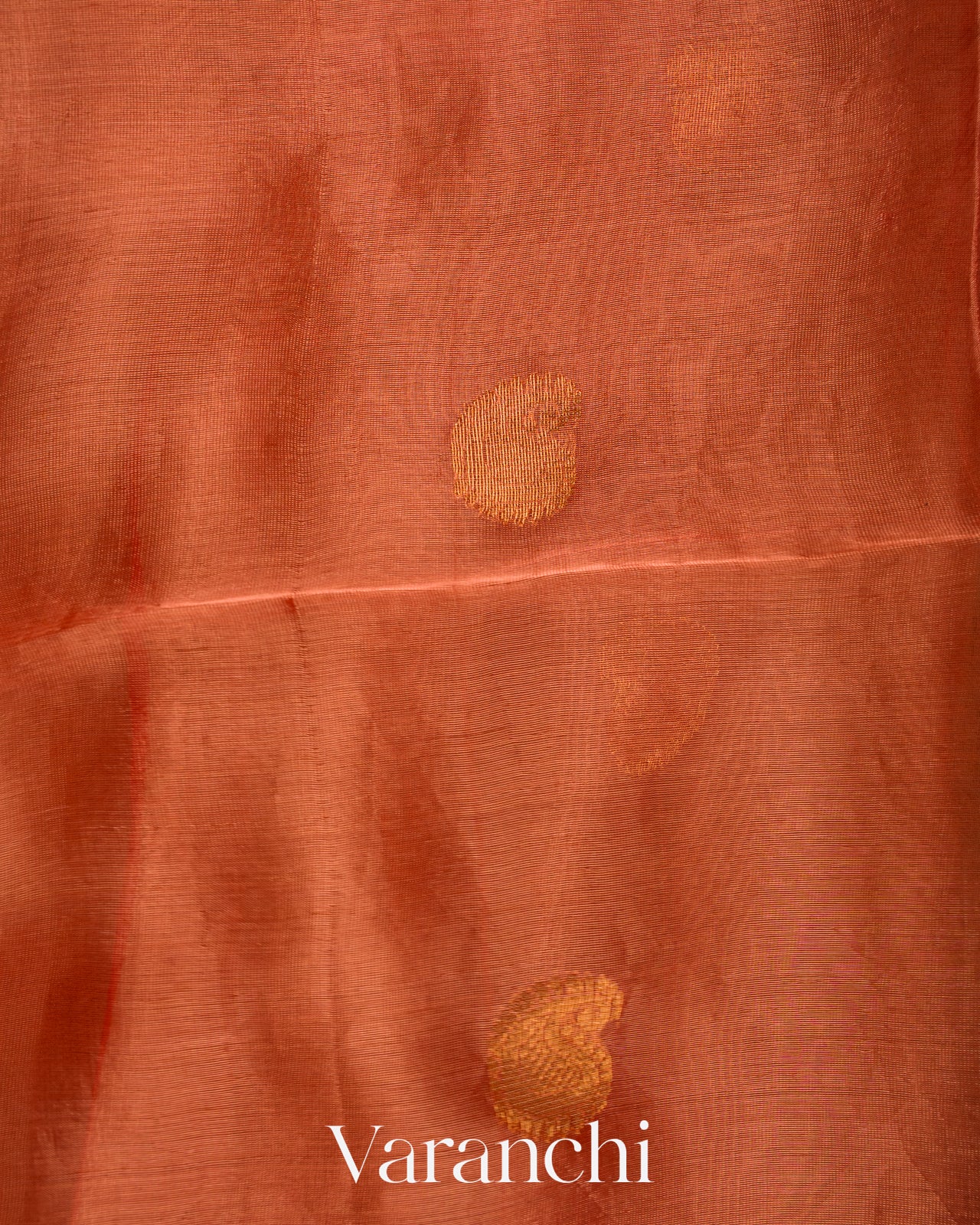 Rust Orange Pure Muslin Silk Handloom Saree