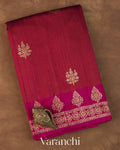 Wine Red Pure Raw Silk Handloom Saree