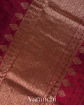 Wine Red Pure Raw Silk Handloom Saree