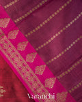 Wine Red Pure Raw Silk Handloom Saree