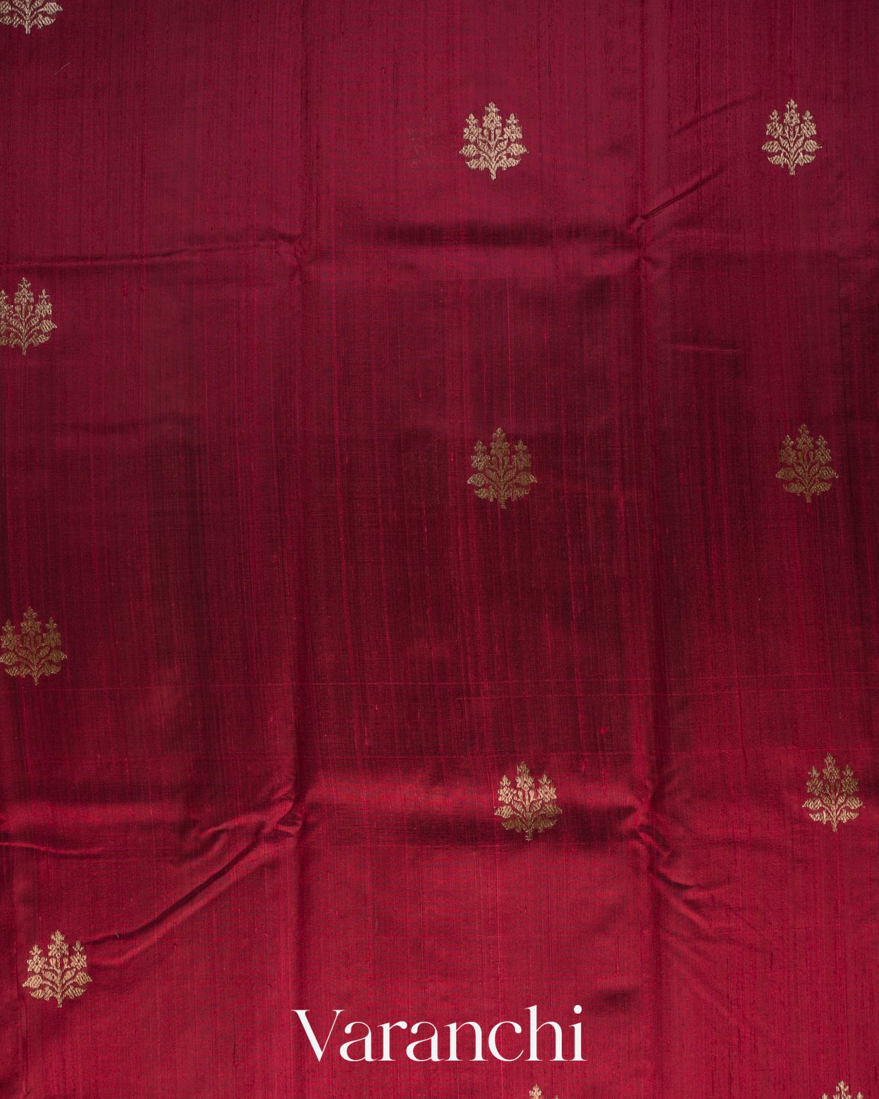 Wine Red Pure Raw Silk Handloom Saree