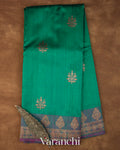 Emerald Green Pure Raw Silk Handloom Saree