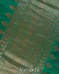 Emerald Green Pure Raw Silk Handloom Saree