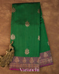 Bottle Green Pure Raw Silk Handloom Saree