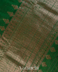 Bottle Green Pure Raw Silk Handloom Saree