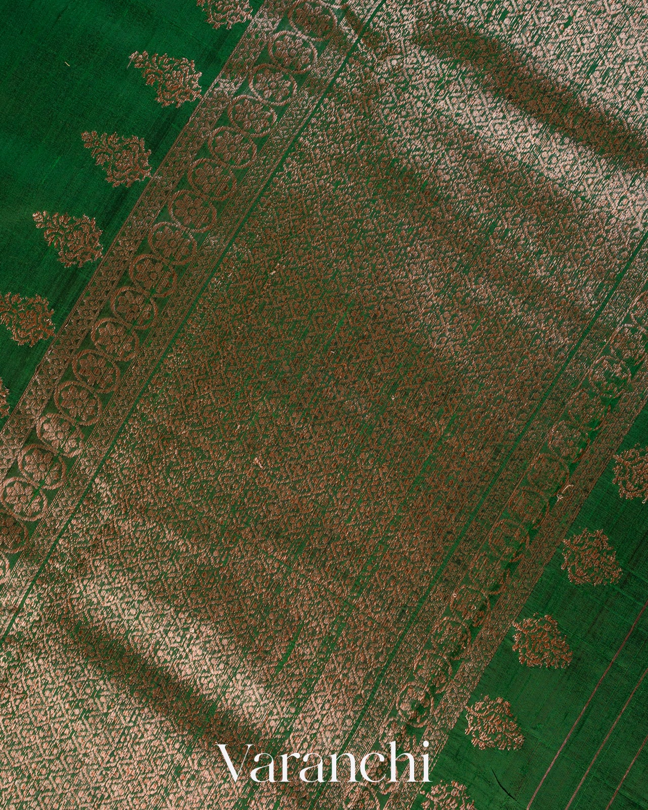 Bottle Green Pure Raw Silk Handloom Saree