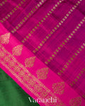Bottle Green Pure Raw Silk Handloom Saree