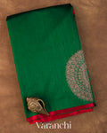 Bottle Green Pure Raw Silk Handloom Saree