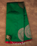 Bottle Green Pure Raw Silk Handloom Saree