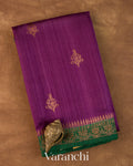 Deep Purple Pure Raw Silk Handloom Saree