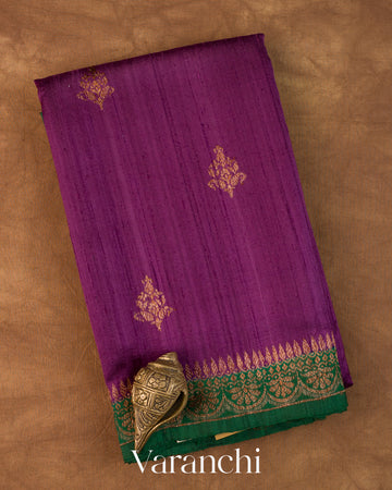 Deep Purple Pure Raw Silk Handloom Saree