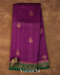 Deep Purple Pure Raw Silk Handloom Saree