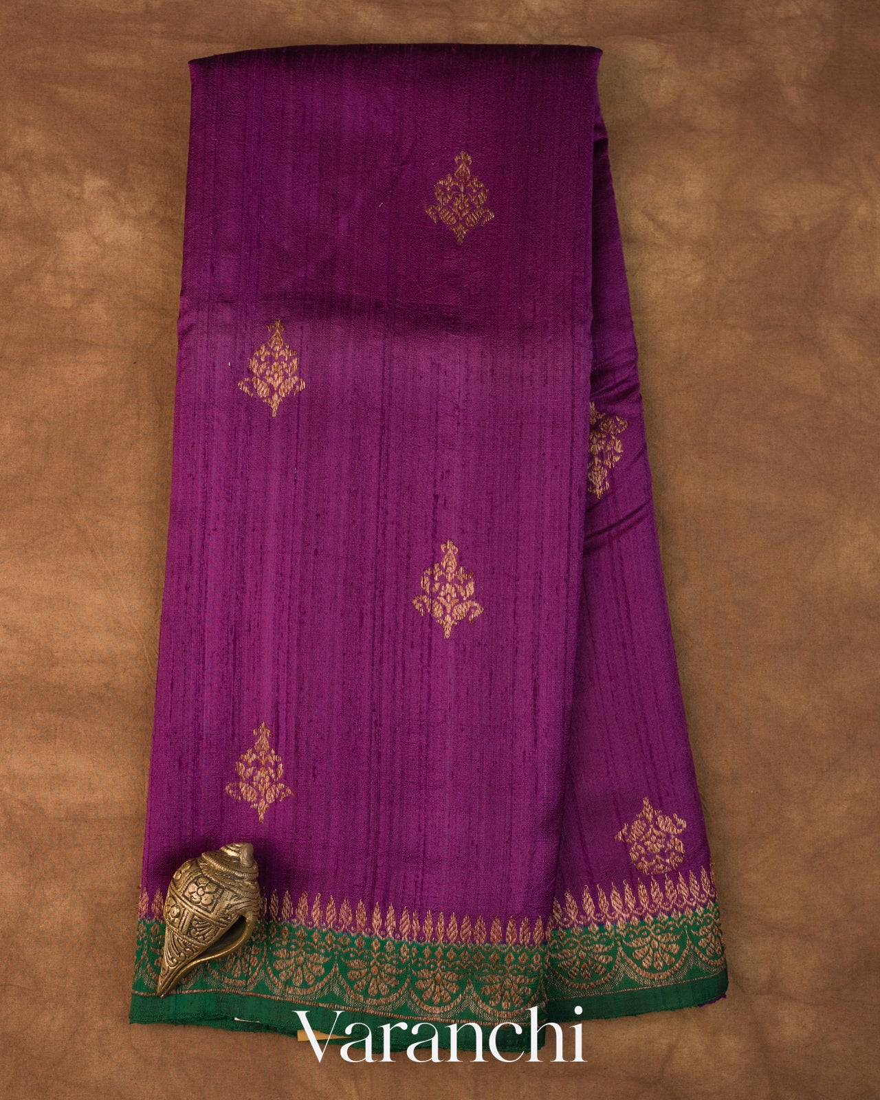 Deep Purple Pure Raw Silk Handloom Saree