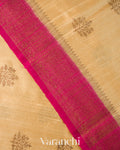 Cream Pure Raw Silk Handloom Saree