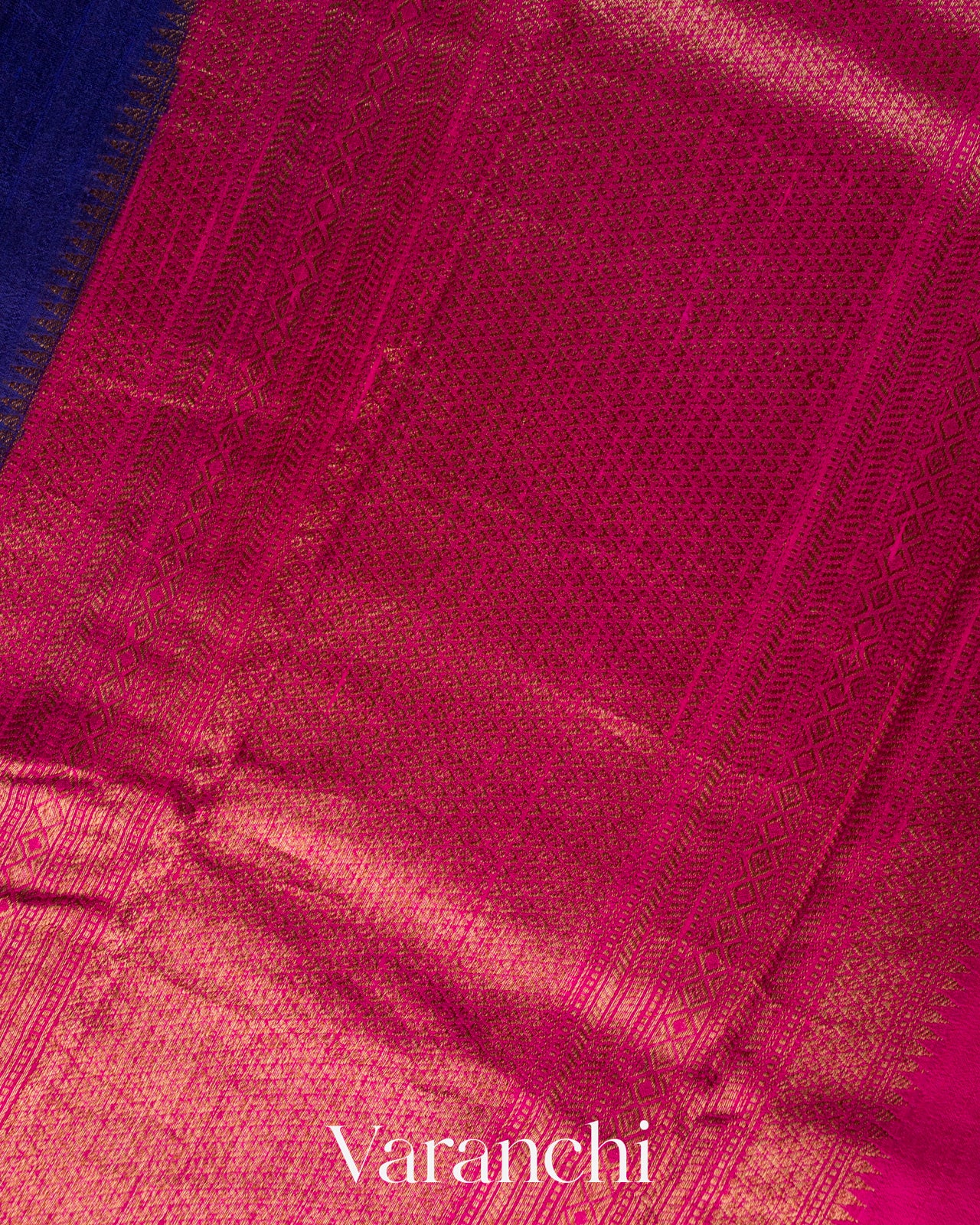 Royal Blue Pure Raw Silk Handloom Saree