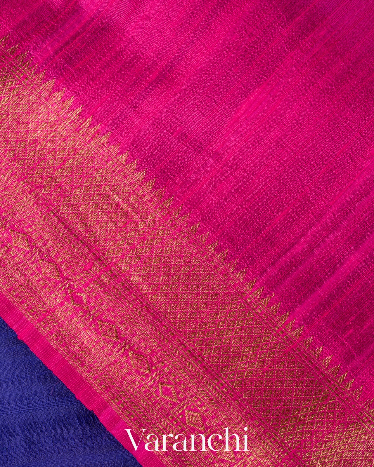 Royal Blue Pure Raw Silk Handloom Saree