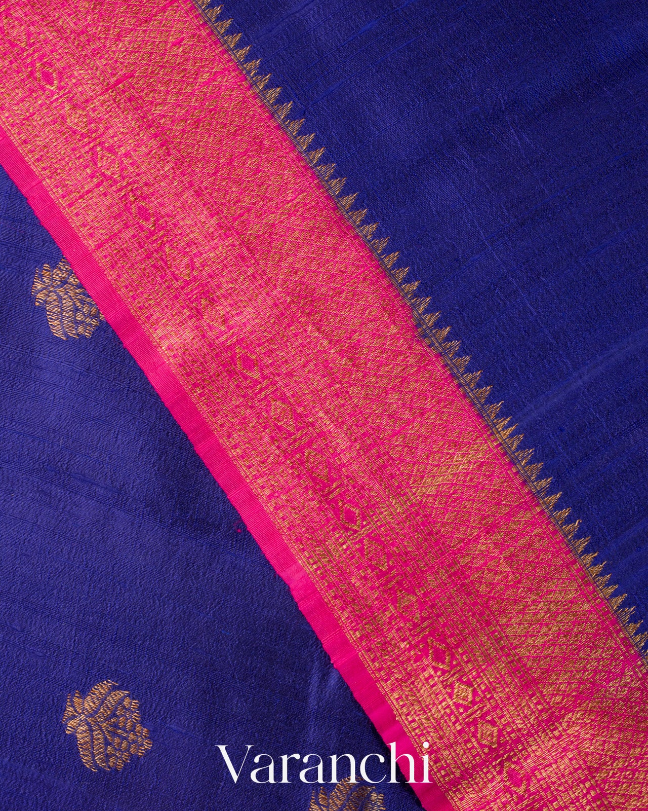 Royal Blue Pure Raw Silk Handloom Saree