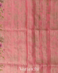 Blush Pink Floral Digital Printed Pure Silk Linen Handloom Saree