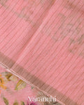 Blush Pink Floral Digital Printed Pure Silk Linen Handloom Saree
