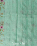 Pastel Green Floral Digital Printed Pure Silk Linen Handloom Saree