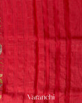 Coral Red Floral Digital Printed Pure Silk Linen Handloom Saree