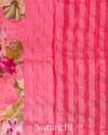 Rose Pink Digital Printed Pure Silk Linen Handloom Saree