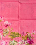 Rose Pink Digital Printed Pure Silk Linen Handloom Saree