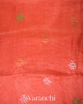 Coral Jamdani Pure Silk Linen Handloom Saree
