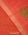 Coral Jamdani Pure Silk Linen Handloom Saree