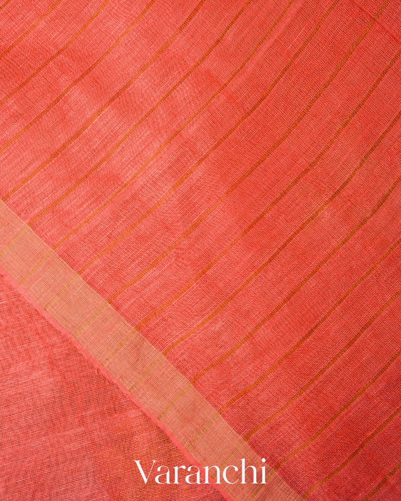 Coral Jamdani Pure Silk Linen Handloom Saree