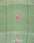 Sage Green Jamdani Pure Silk Linen Handloom Saree