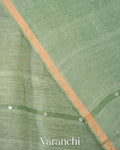 Sage Green Jamdani Pure Silk Linen Handloom Saree